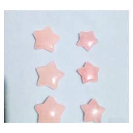 Stone Rose Quartz Star Craft ornamenten natuurlijke naakte stenen harten decoratie handgreep stukken diy ketting accessoires 25 mm 30 mm dhmci