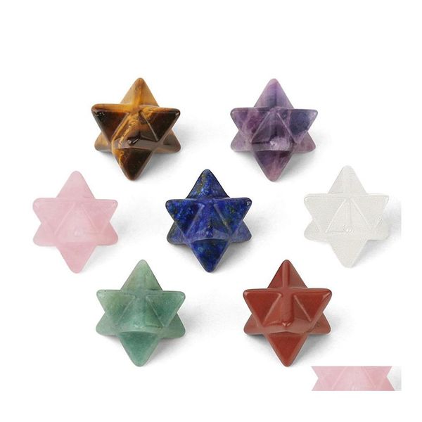 Pierre Sixpointed Stars Forme Cristal Merkaba Naturel Diy Bijoux Chakra Wiccan Reiki Guérison Énergie Protection Décoration Cadeau Drop D Dhas9