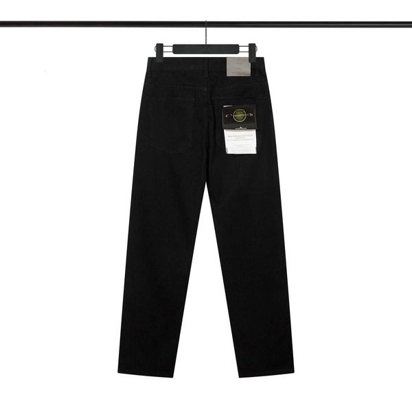 Pantalon en pierre pour hommes et femmes, jean noir, Style d'automne, Tube droit, ample, High Street Island, marque de mode