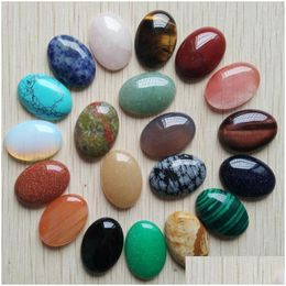 Steen Groothandel 18X25Mm Natuurlijke Gemengde Ovale Cab Cabochon Cystal Losse Kralen Voor Sieraden Maken Drop Levering Dhim0