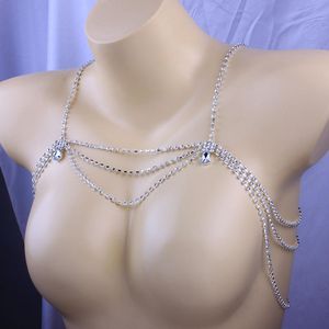 Stonefans, joyería de boda para hombro con diamantes de imitación para mujer, colgante de gota de agua, collar para el cuerpo, joyería llamativa