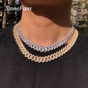 Stonefans Hip Hop Cubain Lien Chaîne Collier Ras Du Cou Bling Bijoux Hommes Femmes Mode Glacé Cubain Strass Collier Collier Chaîne T20271h