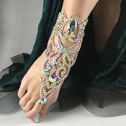 Stonefans Hollow Crystal Belly Dance Accesorios de performance Fashion Lady Lady Barefoot Sandals de pulsera de tobillera Joyería 240419