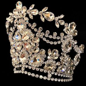 Stonefans Ins exagéré grand casque de couronne en strass pour femmes bijoux de luxe Bling Bridal Tiara Couronne Accessoires