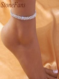 Stonefans Rhinestone Boheemian Lazenge Anklet Braclet geheel voor vrouwen Indian schattige Barefoot Sandals Beach Foot Sieraden Ankle Q068498442