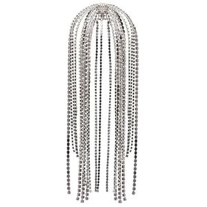 Stonefans trendy strass haaraccessoires ketting voor vrouwen sieraden elegante volle kristallen kwastje haarbanden lange ketting hoofddeksel w0104 247J
