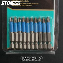 Bits de tournevis de 10pcs Stonego SET - 1/4 "HEX SHANK S2 MAGNÉTIQUE PH2 CROSS TEAU