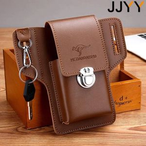 Stonego luxe lederen mobiel lus holster kast heren riem taille tas telefoonhoes telefoontelefoon portemonnee portemonnee voor samsung voor iPhone