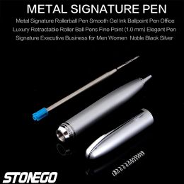 Stonego intrekbare draaiing metalen balpennen, rollerball pen middelpunt (1,0 mm) gladde schrijfwending ball pennen zwarte inkt