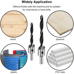 Ensemble de bits de travail du bois de Stonego, 4 / 7pcs Bits de forage de contre-fraude avec 3 conseils, tailles 3-10 mm, bit de forage de tête contre-jacente