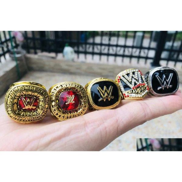 Stones 20042008 Wrestling Hall of Fame Team Champions Ring Ring, Color dorado con caja de exhibición de madera, Fan de fútbol coleccionable Souveni