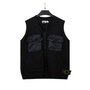 Stones Designer Overcoat Island Qualité originale Automne / Hiver Pull à double fermeture éclair Vêtements d'extérieur amples Gilet noir et blanc pour hommes et femmes