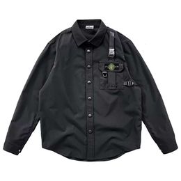 Stones Island Italiaans merk Stones Island Heren Kwaliteit Geborduurd Kompaskruis Afneembaar Stone Rose Jack Spijkerjasje Stone Geborduurde Arm Stone Jacket 7035