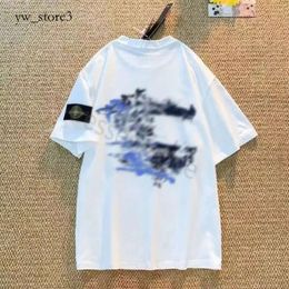 Stones Islandss Diseñador Camiseta de alta calidad Verano Hombres y mujeres Transpirable Suelto Manga corta Carta Impresión Valentine Street Moda Algodón Blanco Fox Camiseta 772