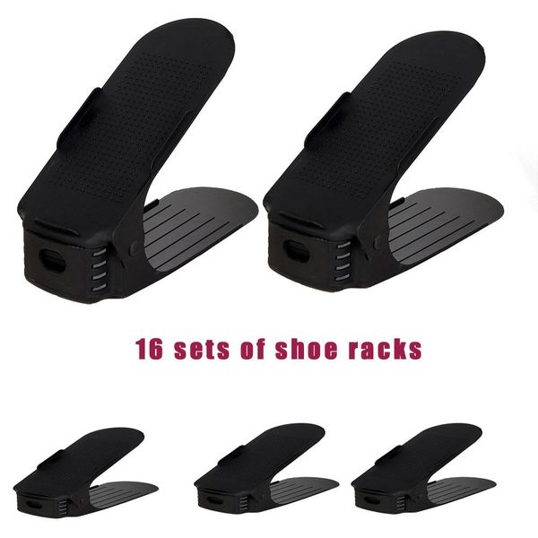 Rangement 16pc Rack de chaussures réglables pour les chaussures d'organisateur Poot-Wear Stand de rangement Support de l'espace de garde Sauvegardi