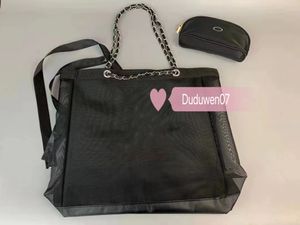 bolsa de almacenamiento conjunto clásico de 2 bolsas letra C organizador clásico Mujeres malla impresa tote con ribbion moda Red de viaje regalo de maquillaje