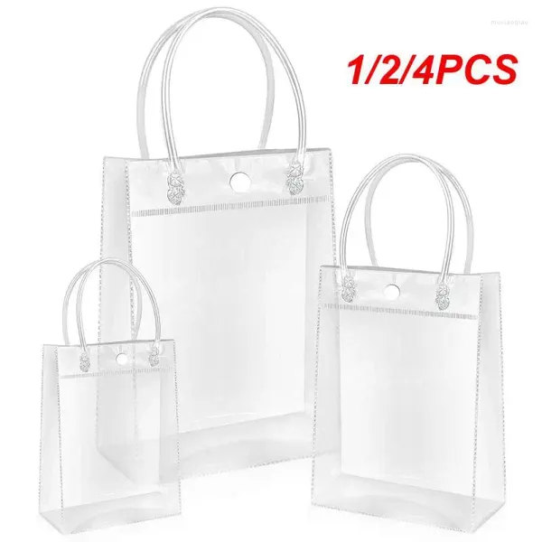 Sacs de rangement 1/2 / 4pcs PVC Transparent PVC Pobier cadeau de Noël avec poignées Shopping Travel Clear fourre-tout