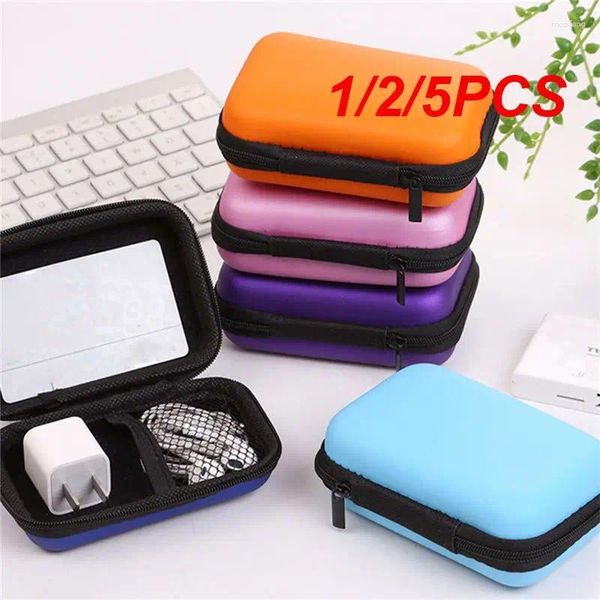 Bolsas de almacenamiento 1/2/5PCS Bolsa de auriculares portátil colorida Caja de cargador de teléfono Clave U Disco USB Cable Organizador Caja de cable de datos