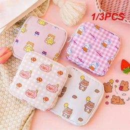 Sacs de rangement 1 / 3pcs Bag de serviette hygiénique Organisation Tampon Cartoon Coin Purse Makeup Data Cables Lipstick Earphone Portable