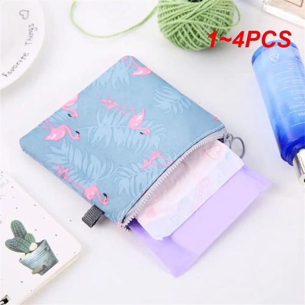 Sacs de rangement 1-4pcs Sac de cosmétique Animal Polyester Tools Pagine de serviette PAD SANITAIRE 13X13CM MADEUP MAISON