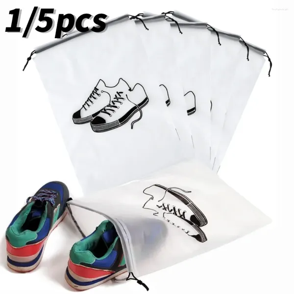 Sacs de rangement 1/5pcs sac à chaussures étanche portable anti-poussière organisateur de placard de voyage réutilisable vêtements de poche transparent suspendu