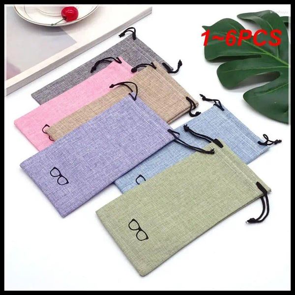 Sacs de rangement 1 à 6 pcs de lin Sac de téléphone mobile Pocket Pocket Coton Optical Sunglasses Portable Travel Picnic Coudants