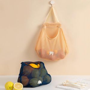 Sacs de rangement 1 PC suspendus fruits et légumes ail oignon organisateur maille filet réutilisable évidé respirant