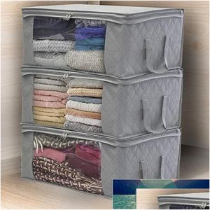 Opbergtassen 1 pc niet-geweven opvouwbare draagbare draagbare kleding organizer Tidy Pouch Suitcase Home Box Quilt Container Bag1 Factory Prijs Expe Dh6kf