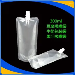 Sacs de rangement 10 18 cm 300 ml 100 pcs/lot gelée liquide en plastique transparent Doypack bec sac à boire vide Stand Up PE Poly Pack pochette