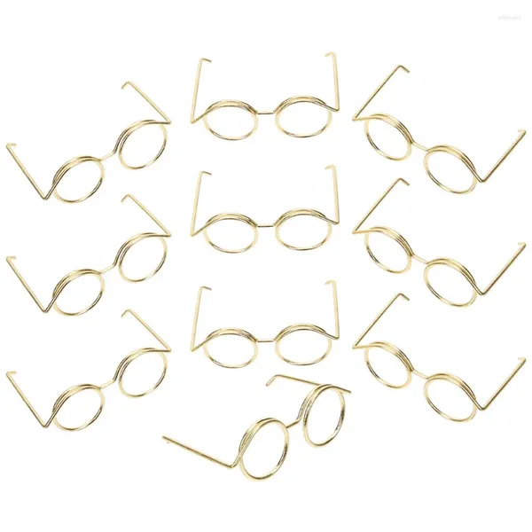 Sacs de rangement 10 pcs lunettes mini lunettes de soleil poupées métalliques gnomes acier oeil cadre noir