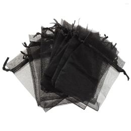 Bolsas de almacenamiento 100 bolsas de joyería de organza negra para recuerdos de boda, 9 cm x 12 cm