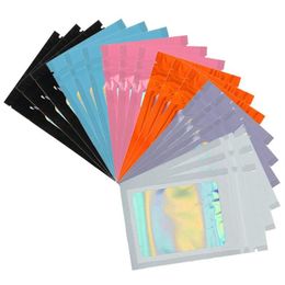 Sacs de rangement 100 Pc Smell Proof Mylar Odor Refermable Odor Holographic Packaging Pouch Bag With Clear Window313y