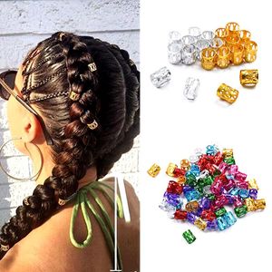 Sacs de rangement 100 pièces/sac cheveux redoute tresses or argent Micro serrure Tube perles réglable poignets Clips pour accessoires africains