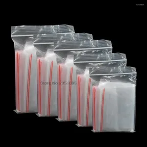Bolsas de almacenamiento 100 pcs Bolsa de plástico de borde rojo de tamaño múltiple Transparent Poly auto adhesivo Sellado Regalos de alimentos reclosizables Embalaje