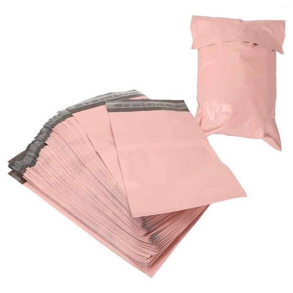 Bolsas de almacenamiento 100 PCS Bolsa de mensajería rosa impermeable Entrega Paquete Express Paquete de correo de plástico Auto sellado
