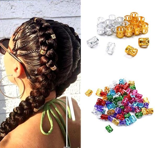 Bolsas de almacenamiento 100 Pcsbag Hair Dread Trenzas Oro Plata Micro Lock Tube Beads Puños ajustables Clips para accesorios africanos 1166426