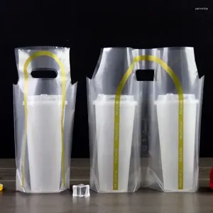 Opbergzakken 100 stuks melkthee handtas verdikte verpakkingszak voor koffiedrankjes enkele kopje dubbele 500-700 ml universeel plastic