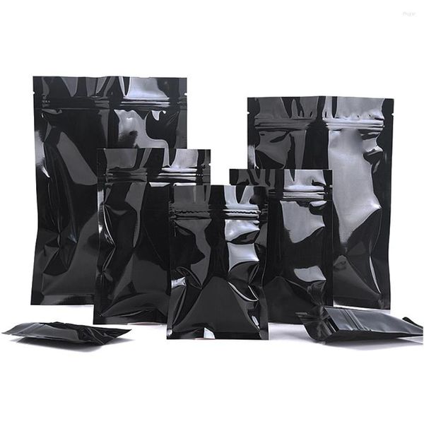 Sacs de stockage 1000 Pcs/Lot noir papier d'aluminium auto-scellant sac réutilisable recycler nourriture café Snack bonbons étanche emballage pochettes
