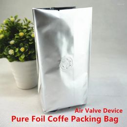 Sacs de stockage 100pcs 2LB Valve unidirectionnelle Emballage de café - Côtés pliés Sac de papier d'aluminium pur avec paquets de torréfaction à l'air Pochette à thé