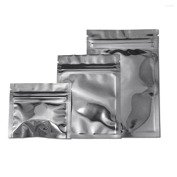 Sacs de rangement 100 pièces sac en aluminium poignée thermique auto-scellant refermable déchirure encoche nourriture thé Snack pochettes d'emballage réutilisables