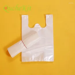 Sacs de rangement 100pcs Différences Strong Shopping Plastique Supermarché transparent utile avec handle d'emballage alimentaire