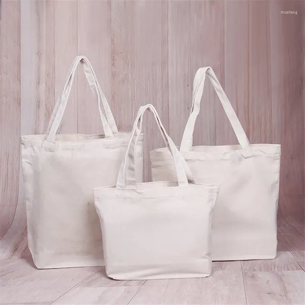 Sacs de rangement 100pcs / lot 4 taille de motif vierge canevas shopping eco réutilisable pliable sac à main