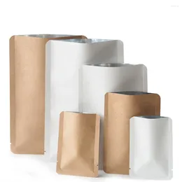 Sacs de rangement 100 pcs/lot papier kraft coin rond ouvert dessus sac en papier d'aluminium alimentaire poudre thé café noix besoin résistant à l'humidité