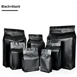 Opbergzakken 100 stks mat zwart koffieboon poederverpakking platte bodemtas met klep en rits 250 g 500 g aluminium folievoedsel