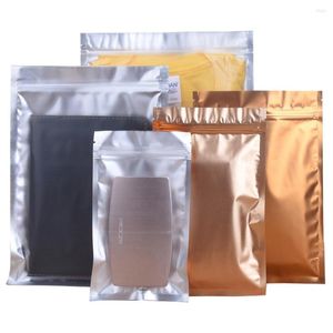 Sacs de rangement 100 pièces mat or clair aluminium papier sac auto-scellant déchirure plate fermeture éclair alimentaire Snack moulu café grain Pack