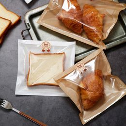 Opbergzakken 100 stks olieveilig friet brood sandwich papieren zak vetvrije kraft met helder raam donut bakkerij voedselverpakking
