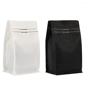 Sacs de rangement 100pcs Sac en plastique à fond plat mono pel recyclable pour 250 g de café poudre de poudre à fruits secs à fruits de fruits d'emballage avec soupape