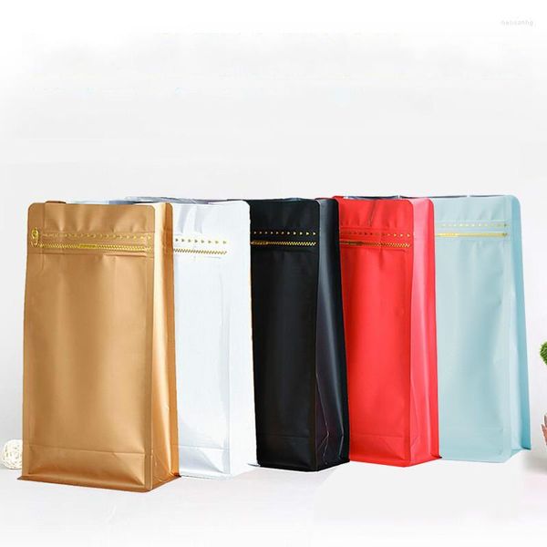 Sacs de rangement 10 pièces 135x265x76mm grand sac à fermeture éclair latérale auto-scellant à huit côtés papier d'aluminium café thé emballage alimentaire