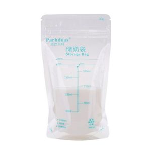 Sacs de stockage 10 pièces lait maternel 200ml conteneur de congélateur d'allaitement autoportant avec fermeture à glissière étanche sans BPA