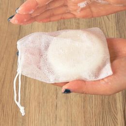 Sacs de rangement 10pcs bulle savon à la main maille double couche net cordon sac mousse nettoyage du corps